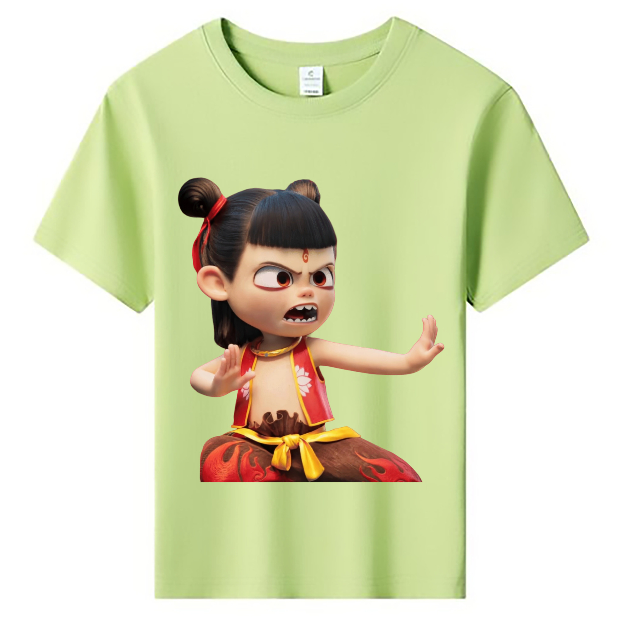 （画像用） Ne Zha 2 ナタ 魔童の大暴れ 綿100％キッズTシャツ（フロントプリント）